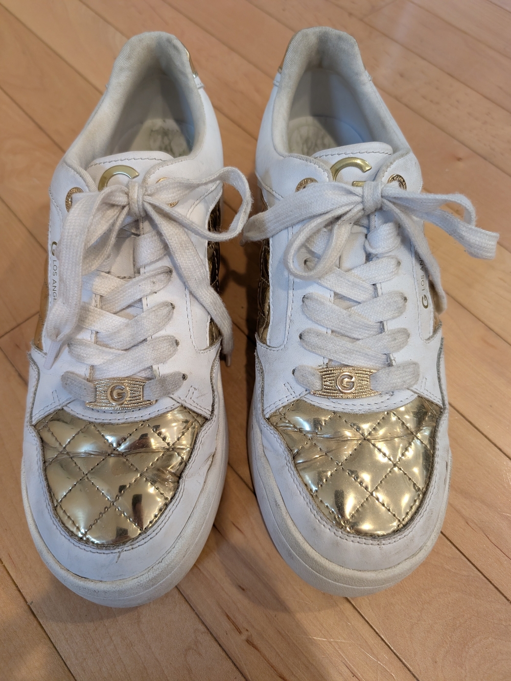 GBG Los Angeles White & Gold Quilted Sneaker